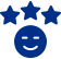 A blue smiley face with three stars on it.